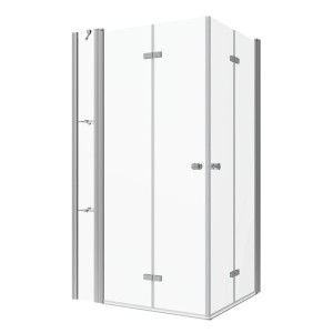 Aquabatos Eckdusche 95 x 80 x 187 cm Duschkabine Bad Duschabtrennung Rechteck Badezimmer Duschwand Eckeinstieg mit Eckregale 5 mm ESG Schiebetür