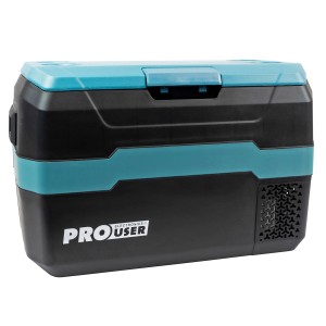 Pro User Kühlbox CB35, tragbare Kompressor Kühlbox in Schwarz und Türkis für Camping und unterwegs.