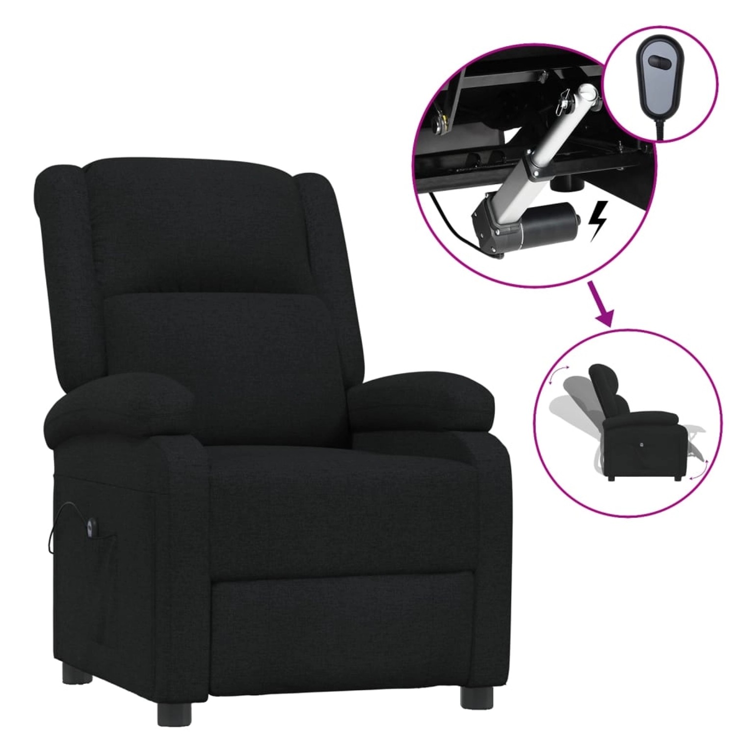 vidaXL Relaxsessel Elektrisch Schwarz Stoff 3098355 günstig online kaufen