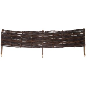 Brauner Noor Steckzaun aus Weide, 120x25cm, zur Beetbegrenzung im Garten.