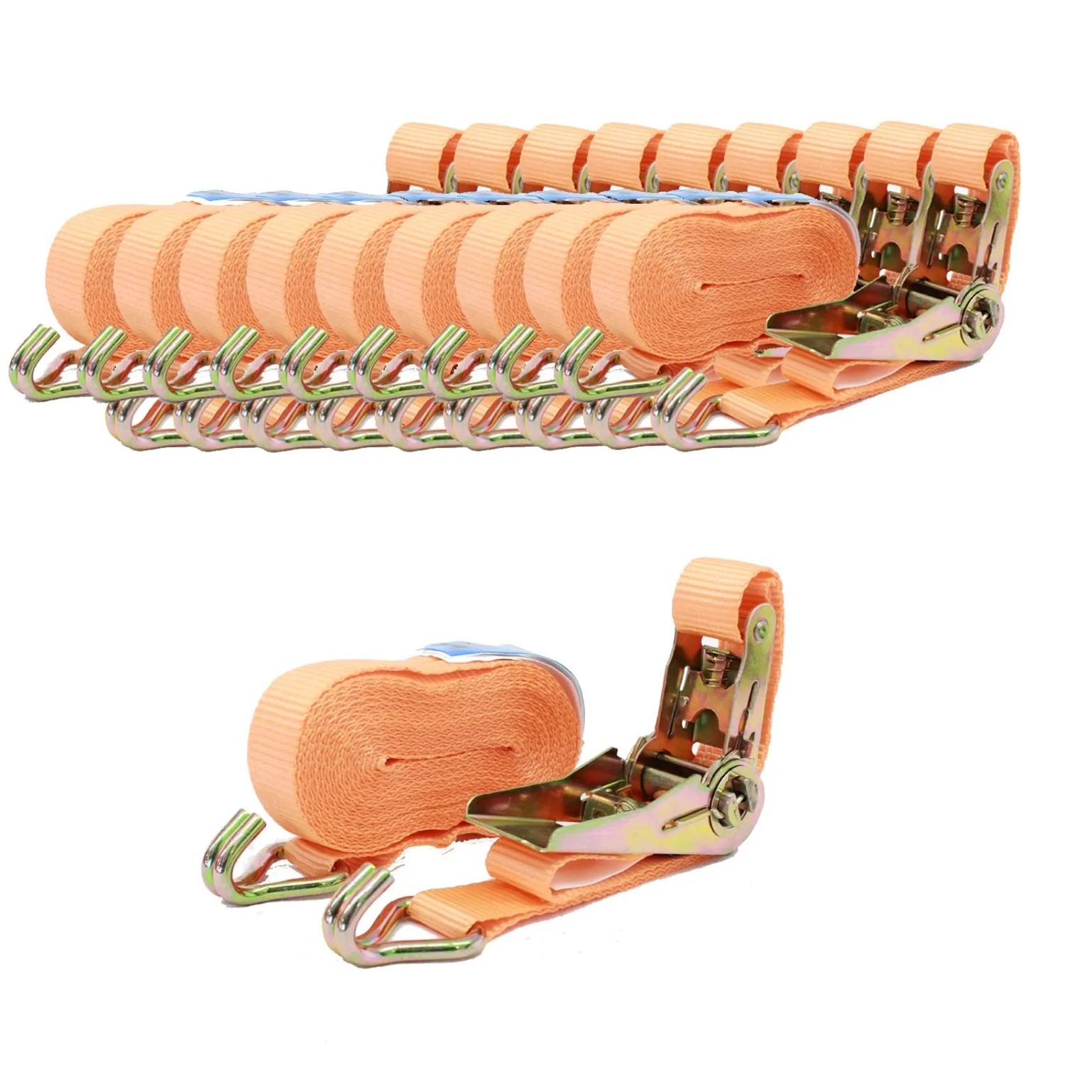 TRUTZHOLM 10x Profi Ratschen Spanngurt 2 Teilig 6m 0,8t  800kg TÜV GS Orange