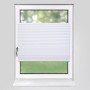 Weißes Deco-Raum Plissee Basic 40x150 cm, blickdicht, ohne Bohren am Fenster montiert.