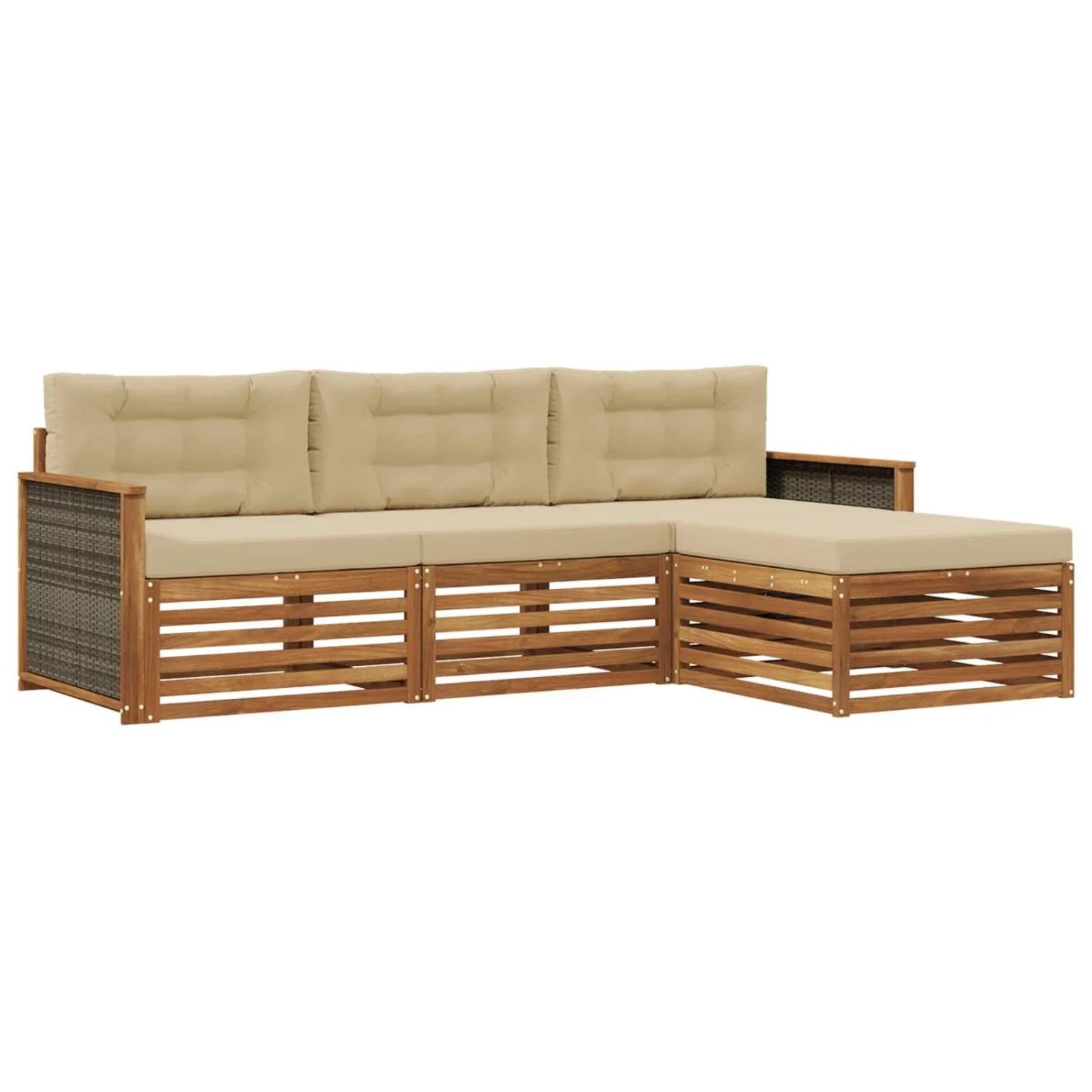 vidaXL Outdoor-Sofagarnitur Natur und Beige 249,5 x 162,5 x 73 cm 3383201