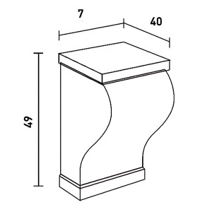 Skizze des weißen ORAC DECOR GB02 Wandhalters/Fassadenkonsole, 7x49x40 cm, für Vordach/Zierlement.