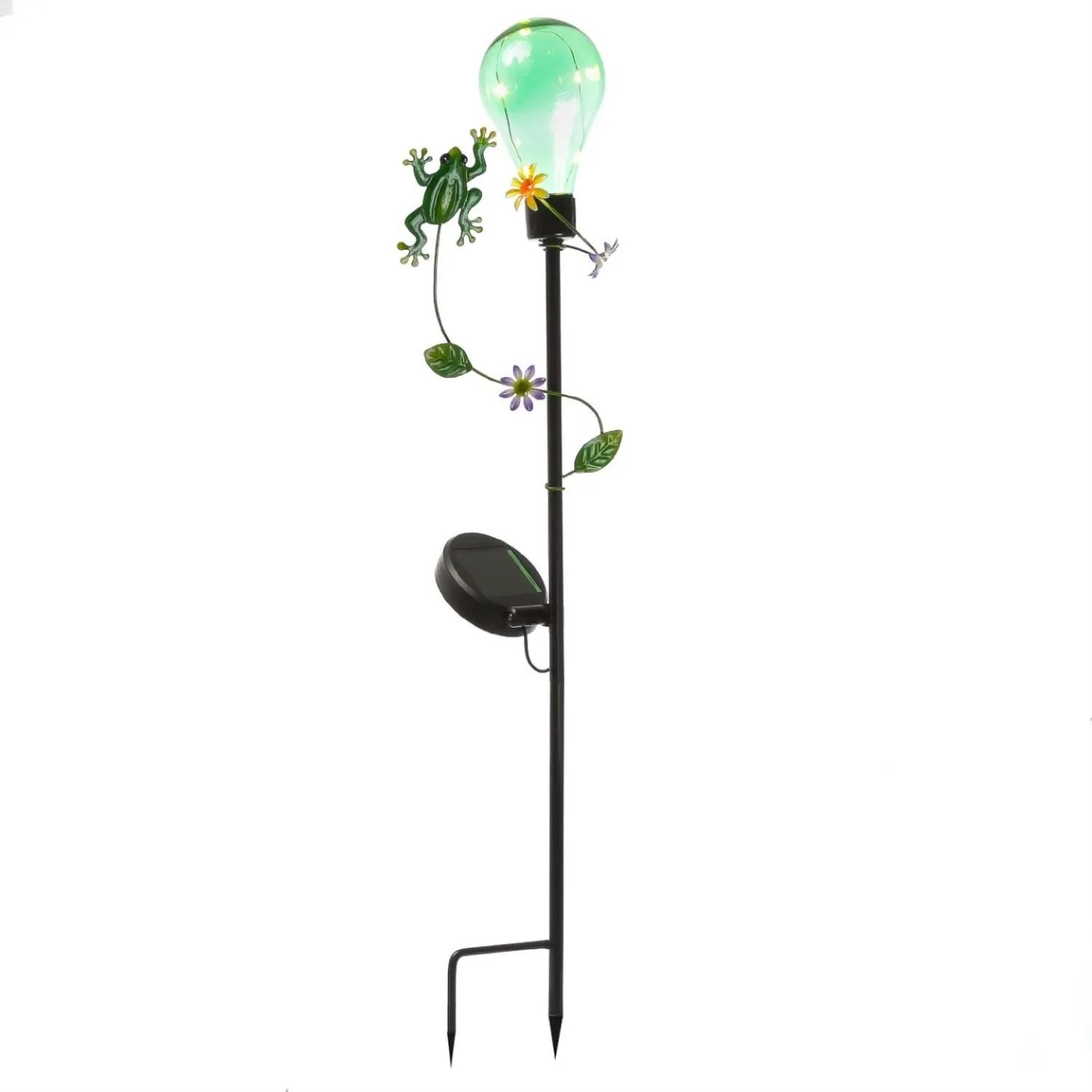 Marelida LED Solar Gartenstecker Frosch Erdspieß Glühbirne Für Garten Balkon H  84cm