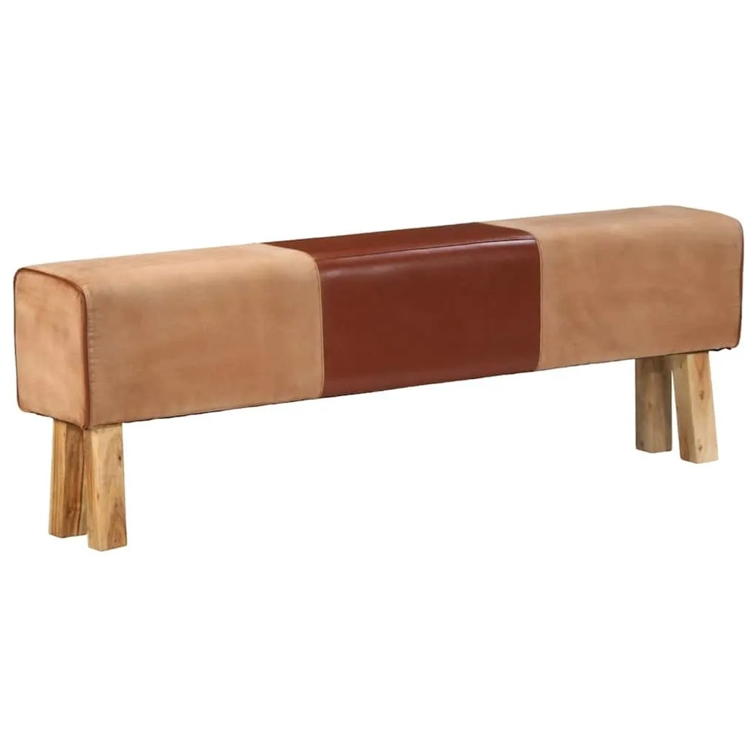 vidaXL Bank Turnbock-Design 160cm Braun Echtleder Massivholz Akazie 320608