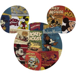Multicolor Disney Wandtattoo mit Mickey Mouse Motiven im Comic-Stil, 127x127 cm.