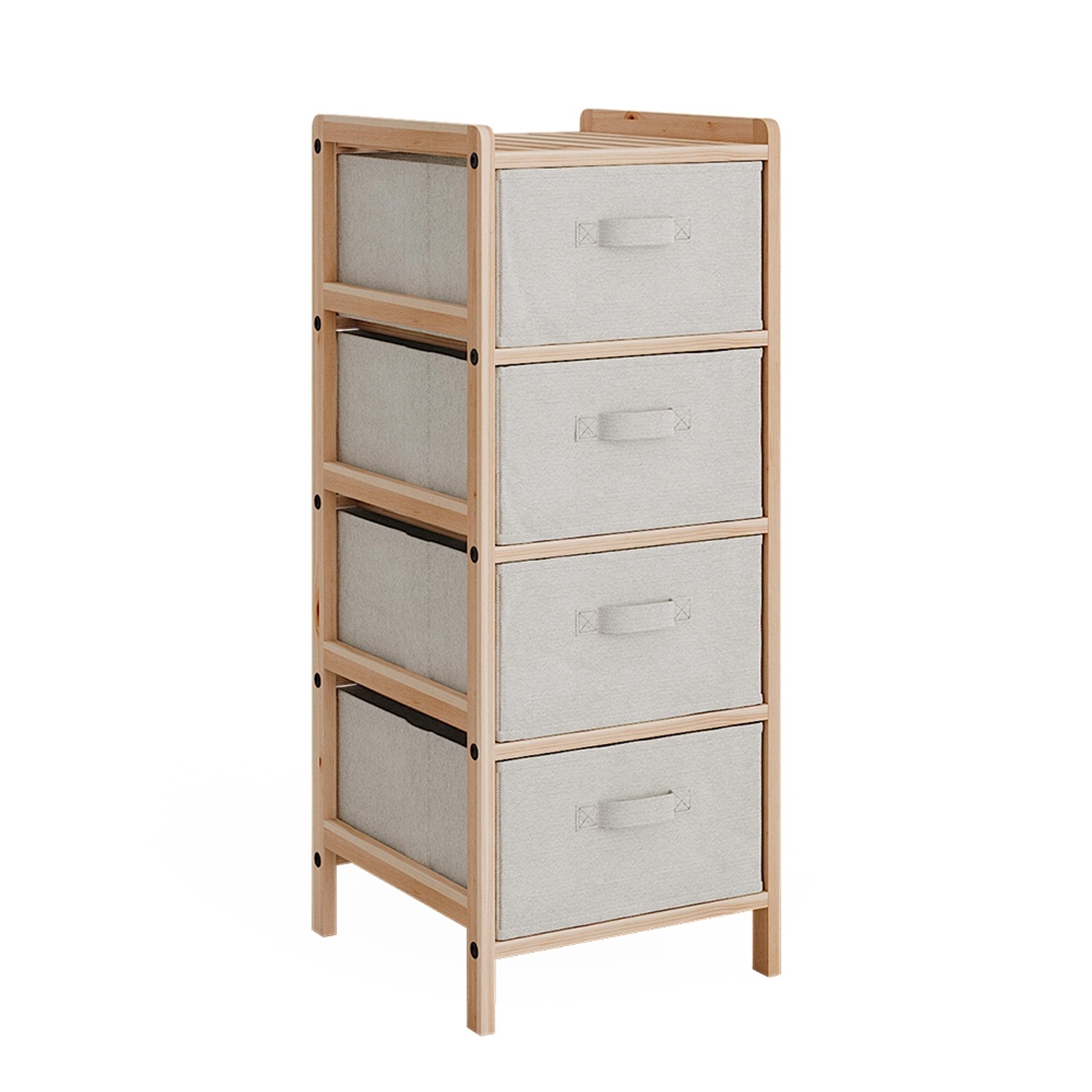 Vicco Kommode Bruno Beige 35 x 86 cm mit 4 Stoffschubladen günstig online kaufen