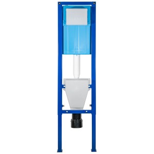 Siamp WC-Vorwandelement Ingenio Set mit blauem Rahmen und Spülkasten.