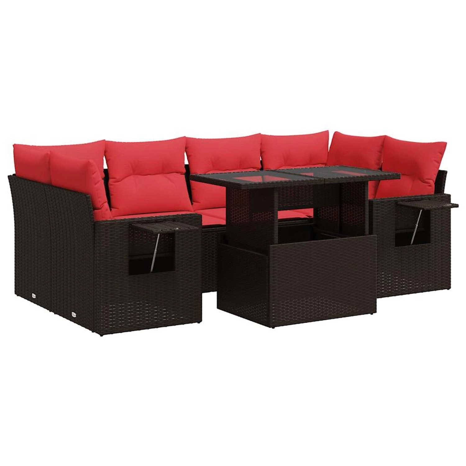 vidaXL 7-Tlg Garten-Sofagarnitur mit Kissen Braun Poly Rattan Akazie 332643 günstig online kaufen