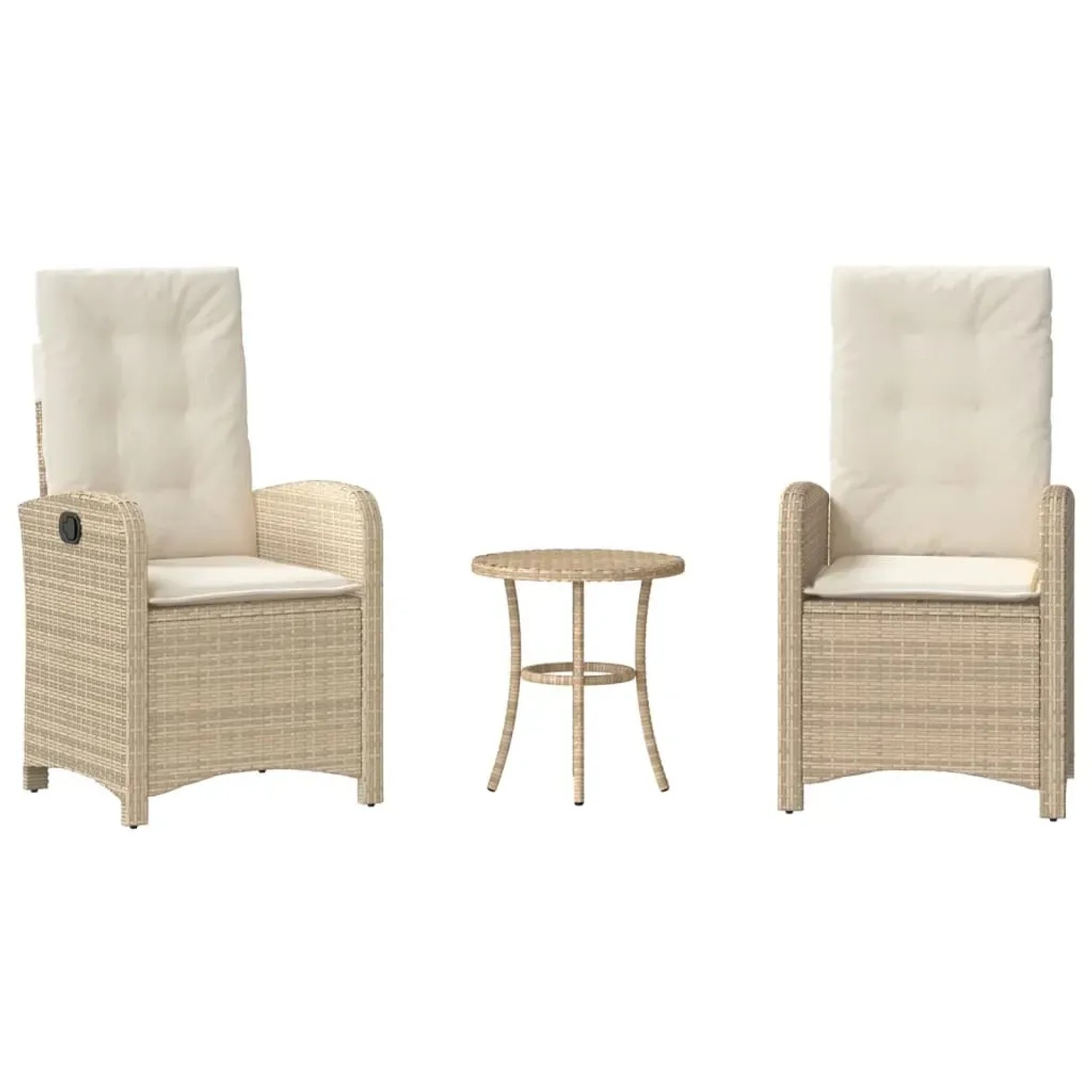Thumbnail - vidaXL 3-Tlg Bistro-Set mit Kissen Beige Poly Rattan 365180