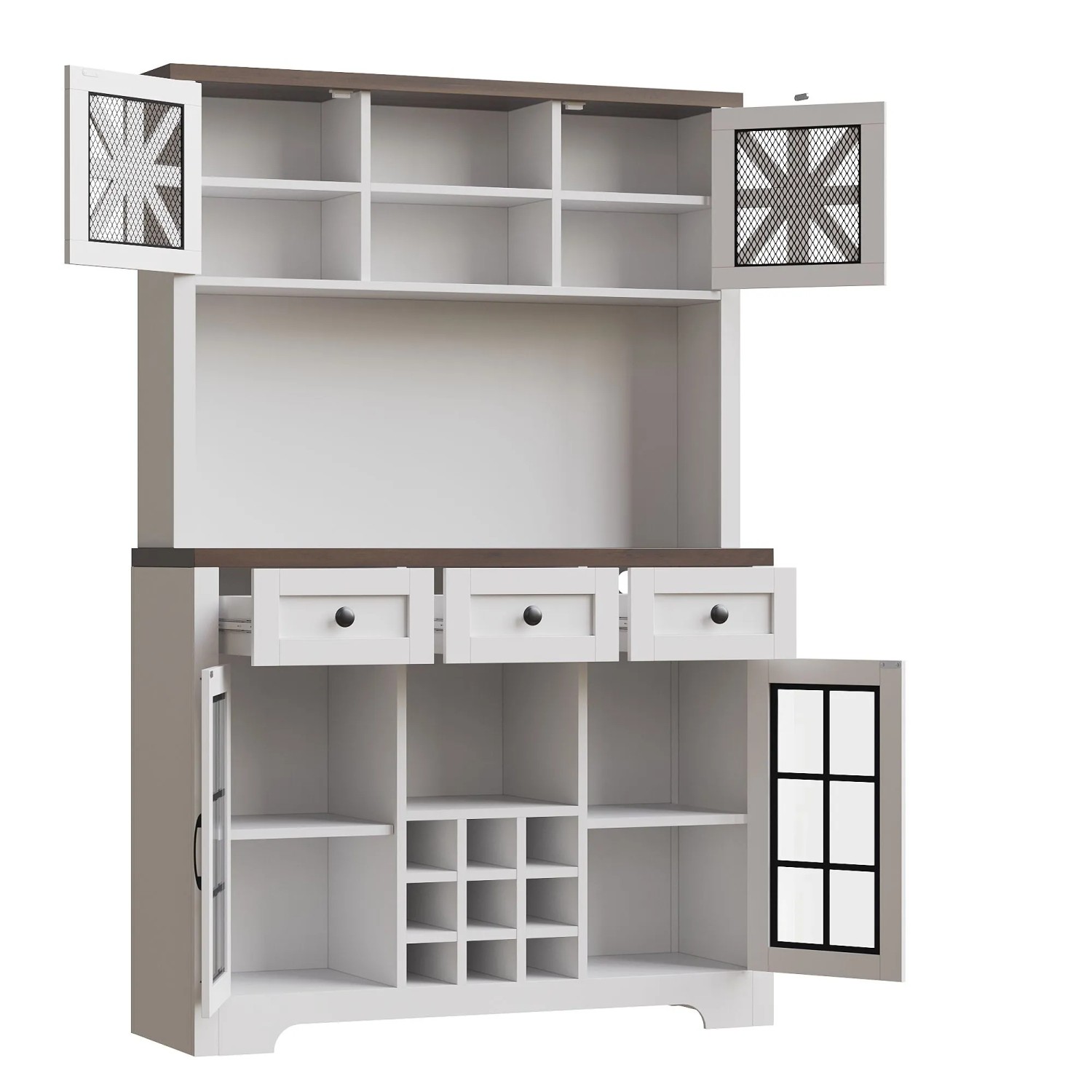 okwish Hochschrank mit Smart LED Beleuchtung Wohnzimmer 120x40x180cm Weiß