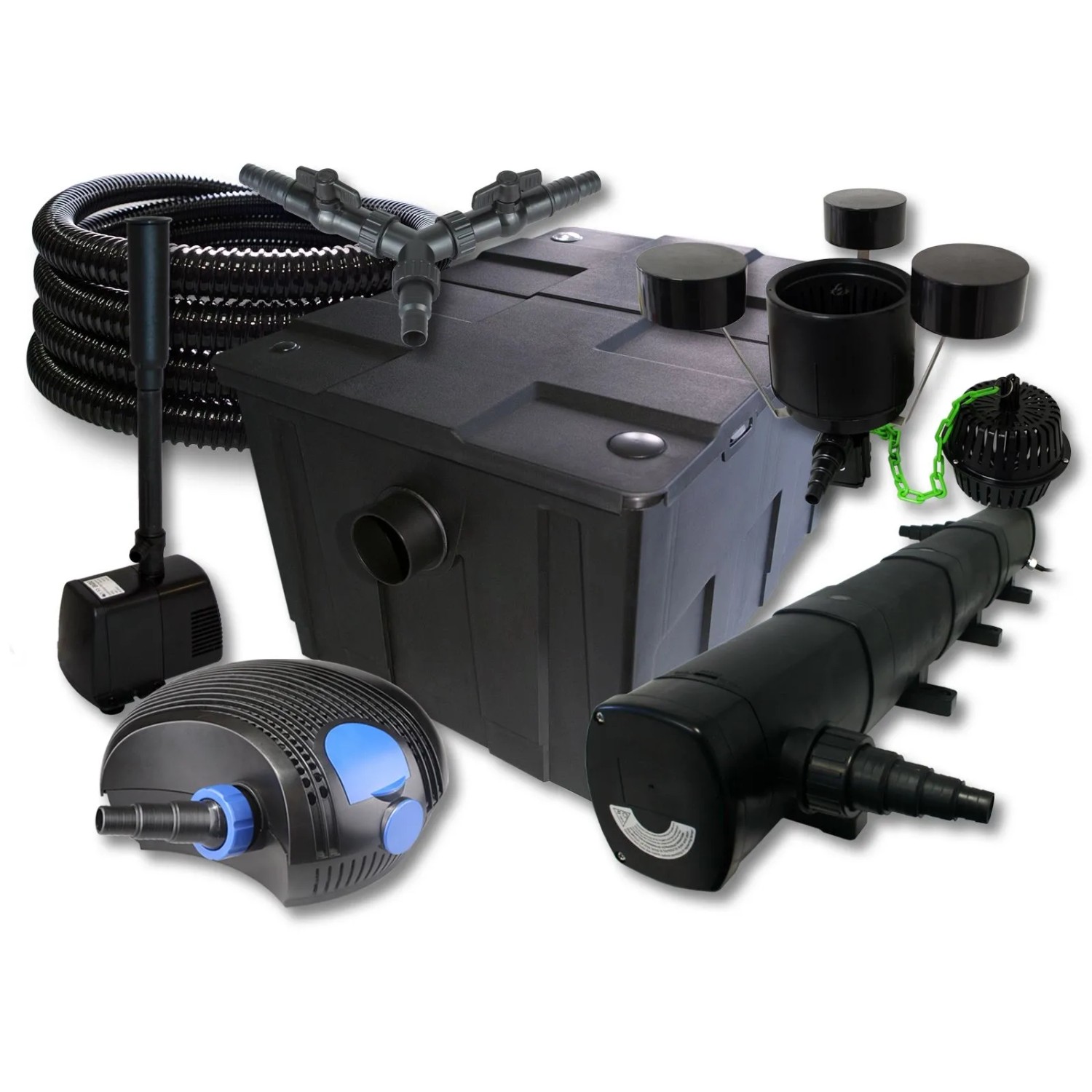 Sunsun Teichfilter Set 60000L 72W Uvc 100W Pumpe Schlauch Skimmer Springbrunnen