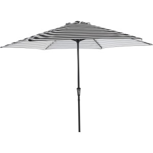 Marktschirm Honolulu, Ø 300 cm, grau-weiß gestreift, mit Kurbel.