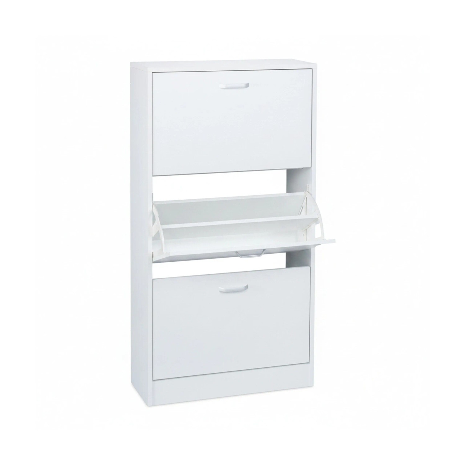 Relaxdays Schuhschrank Kipper Spanplatte Weiß mit Wandbefestigung 113 cm x 60 cm x 24 cm 19,3 kg