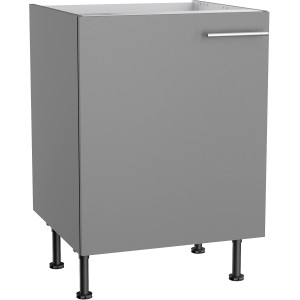Optifit Spülenunterschrank Mats825, 60 cm, Basaltgrau, mit Tür und Edelstahlgriff.