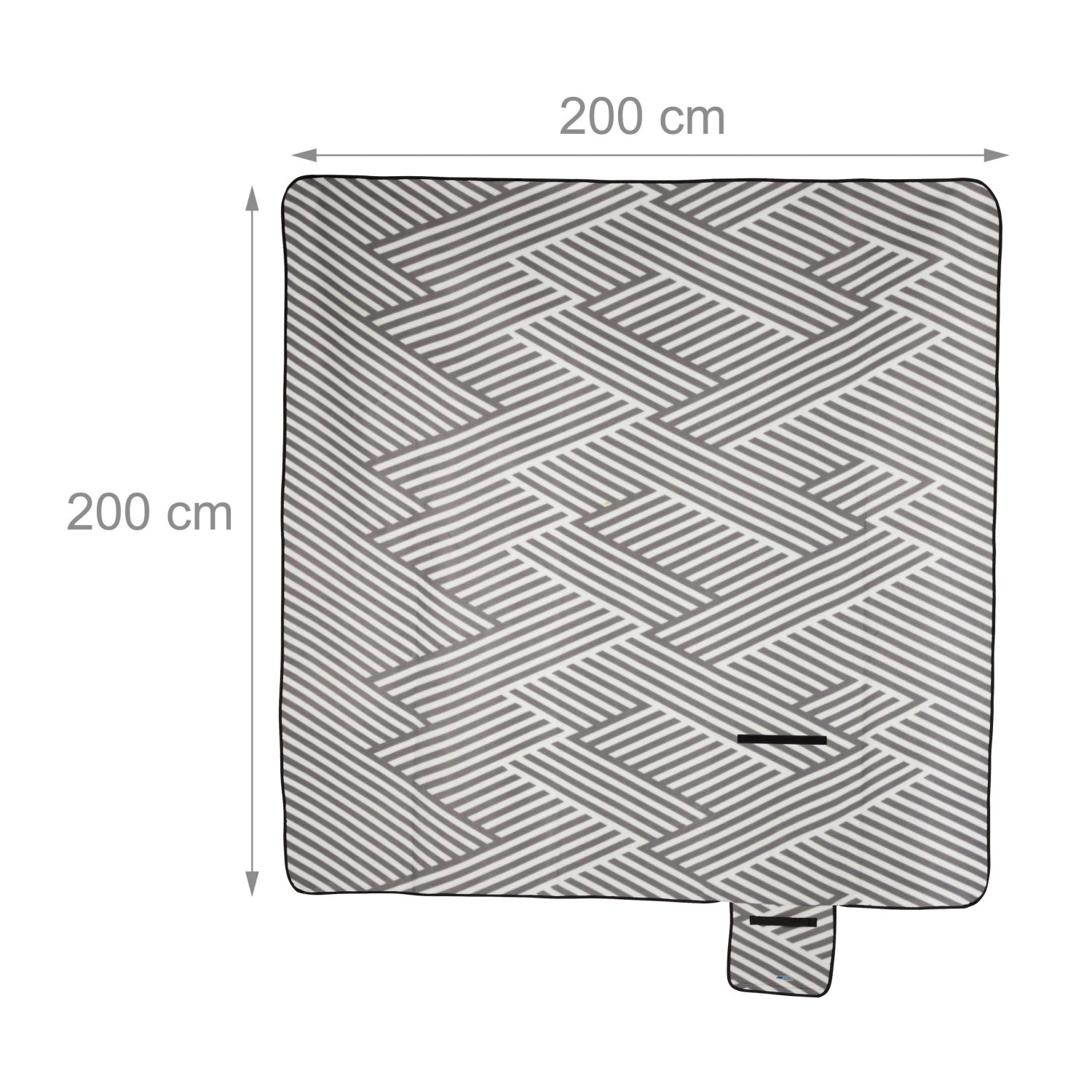 Relaxdays Picknickdecke Polyester Aluminium Grau Weiß Faltbar 200 cm x 200 cm_4