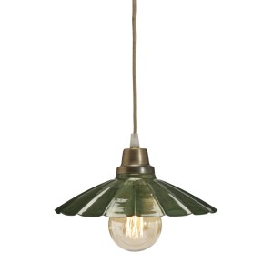 Grüne PR Home Emmi Pendelleuchte mit Textilkabel. Dekorative Lampe für Innenräume.