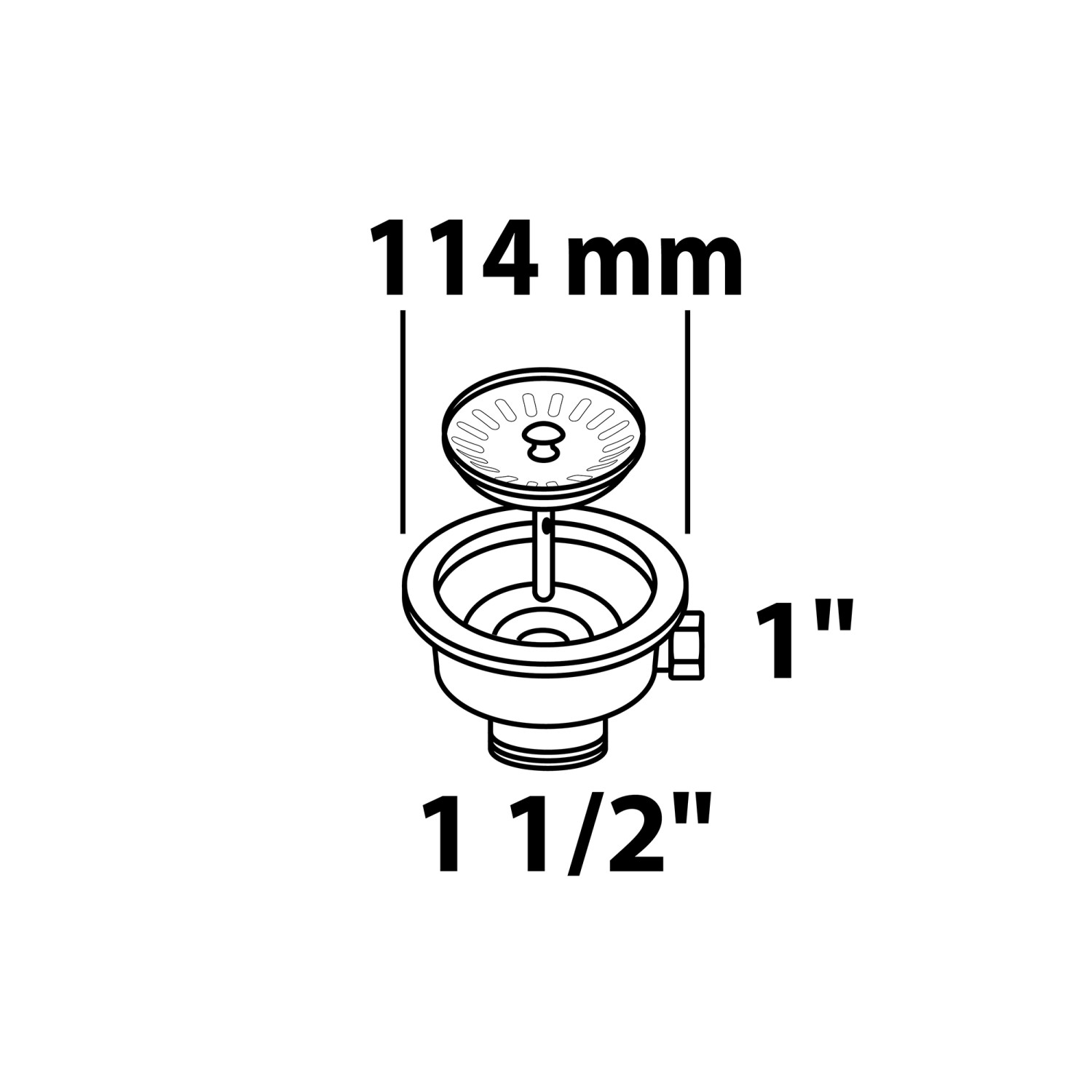 Kirchhoff Korbventil, weiß, mit Sieb (Ø 114mm) und 1 1/2 AG Anschluss für Spüle.