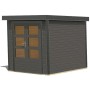 Karibu Gartenhaus Diego B in Terragrau-Anthrazit, 4,45 m², mit Doppeltür. Modernes Holz-Metall-Design.