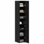 vidaXL Highboard in Schwarz Eichen-Optik, 185 cm hoch, mit offenen Türen und Regalfächern.