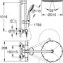 Technische Zeichnung Grohe Euphoria 310 Duschsystem, gebürstetes Hard Graphite, Maße und Details.