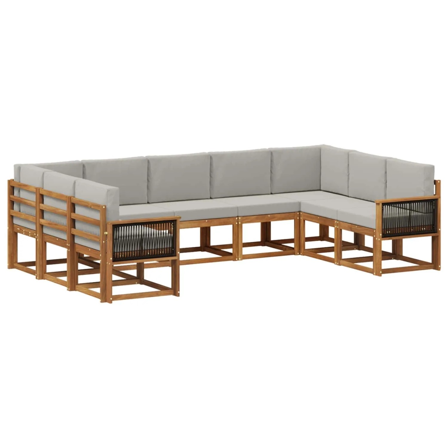 vidaXL Outdoor-Sofagarnitur mit Kissen 9 Stk Natur und Hellgrau 3385532