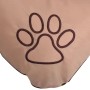 Detailansicht: Beiges Hundebett XXL mit braunem Pfotenabdruck.