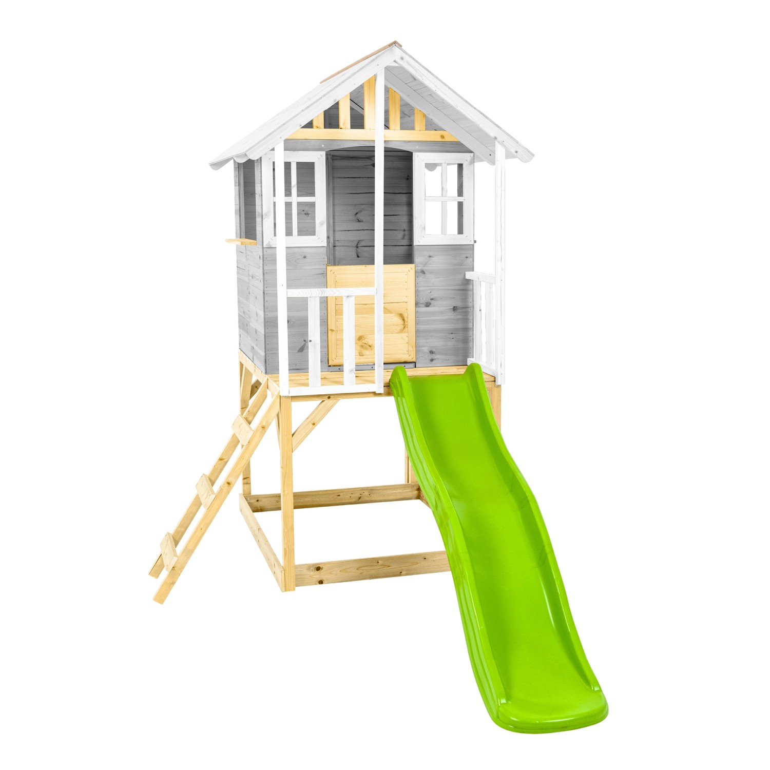 Zwerkules Spielhaus Valli 1 m. Rutsche 270 cm x 148 cm x 244 cm Grau FSC® günstig online kaufen