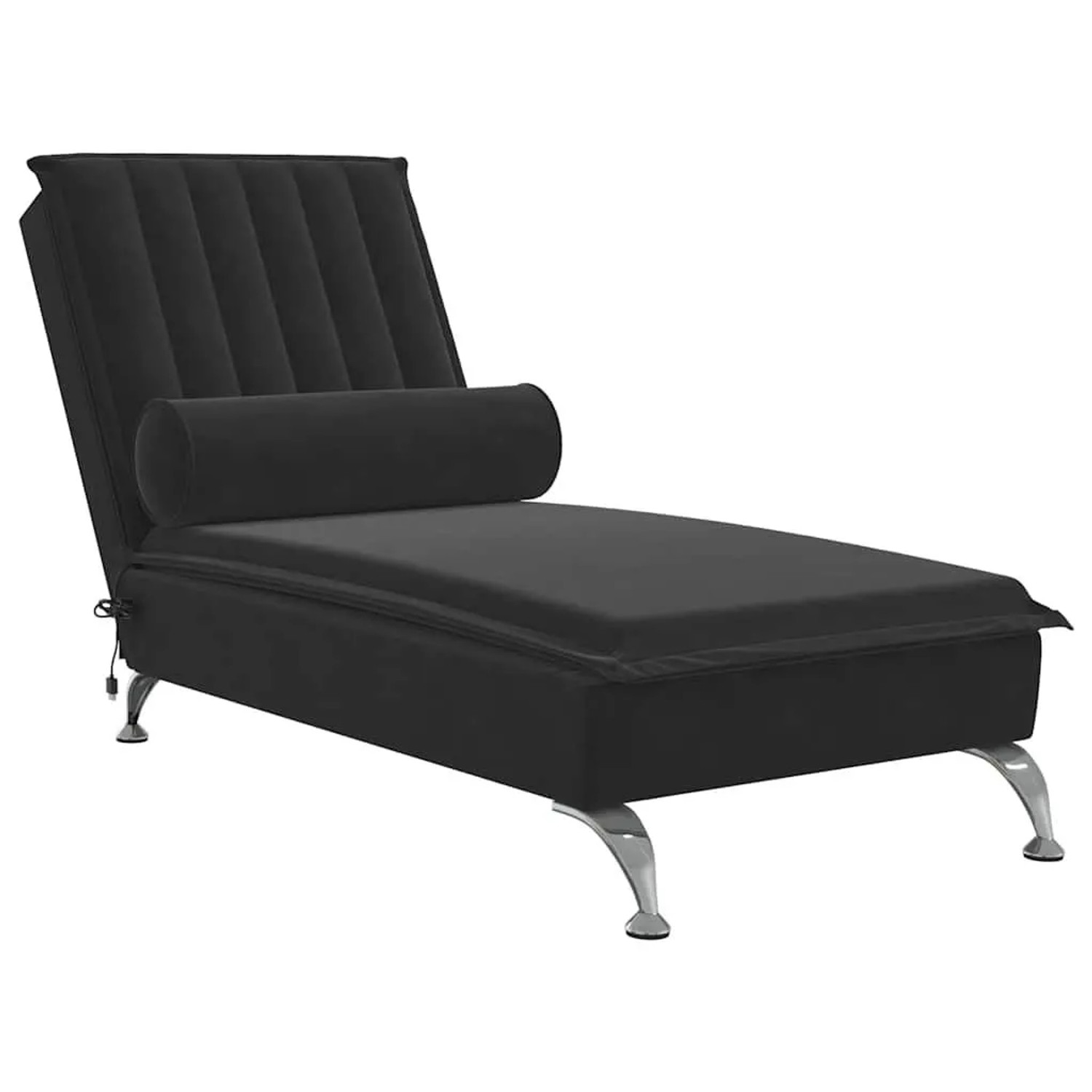 vidaXL Massage-Chaiselongue mit Nackenrolle Schwarz Samt 379464
