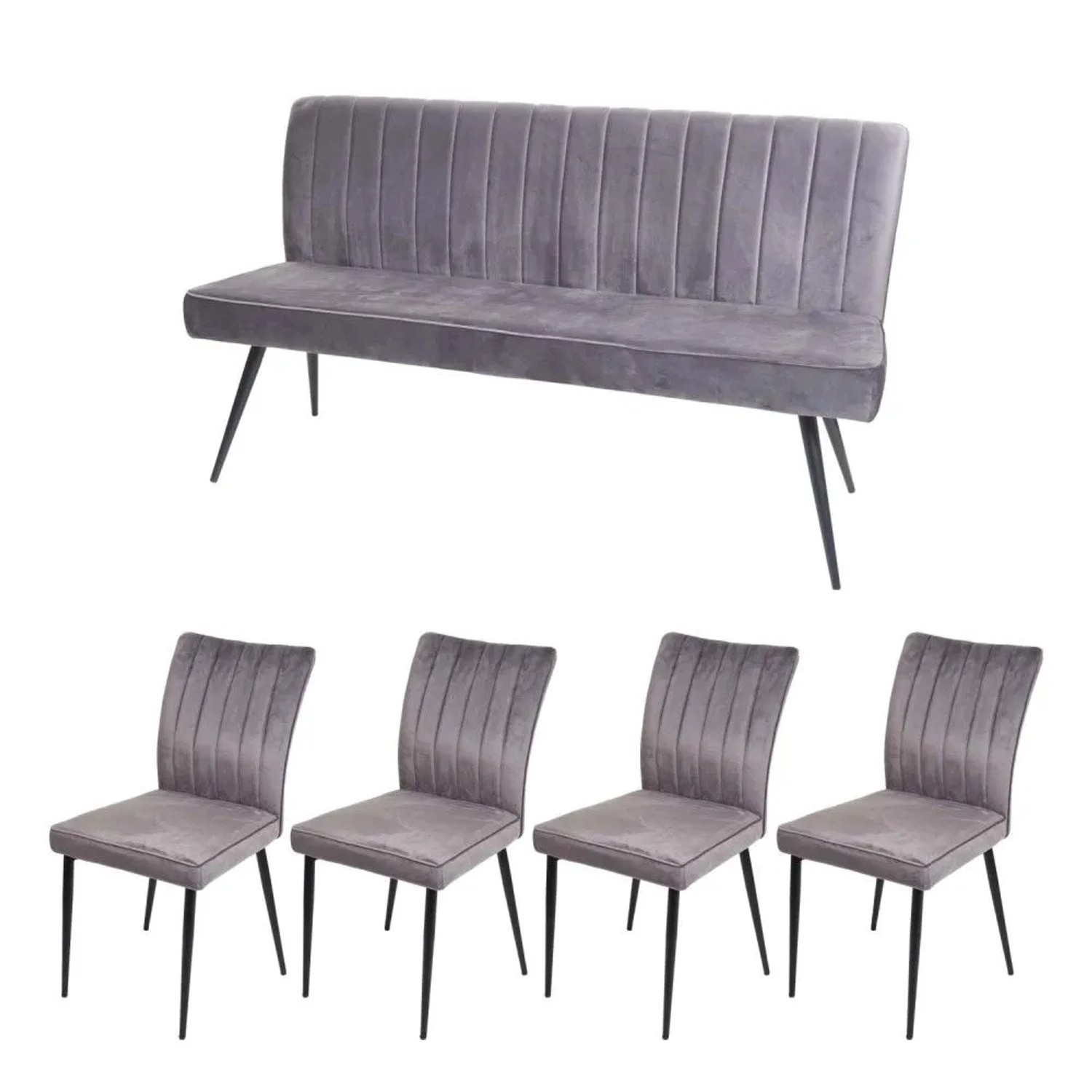 MCW Esszimmer-Set K16 5-teilig Dunkelgrau