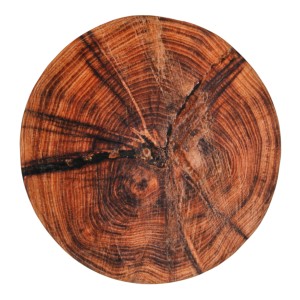 Runder Sanilo Badteppich Old Tree, Ø 80 cm, mit Baumscheiben-Motiv für Badezimmer.