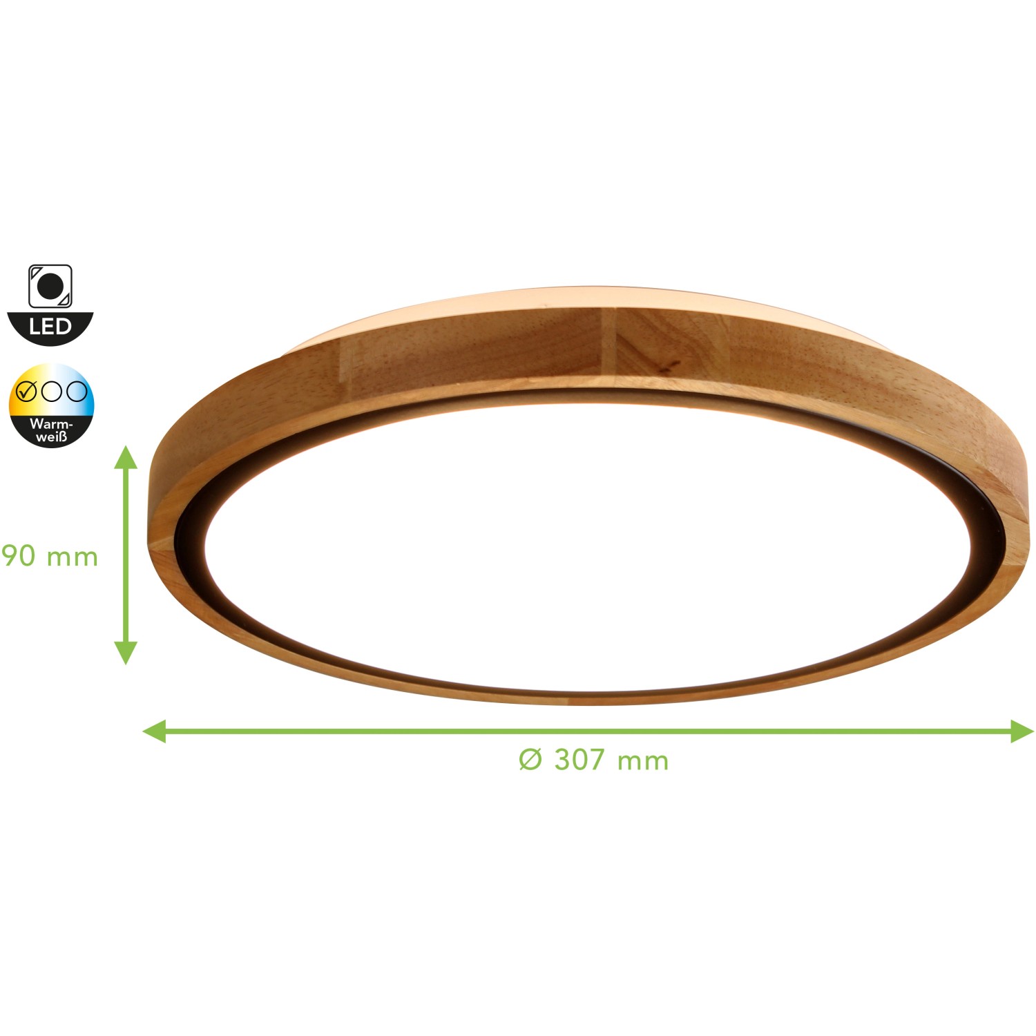 Luce Design LED-Deckenleuchte Solstar S 1-flammig Holz 30,7 cm x 30,7 cm