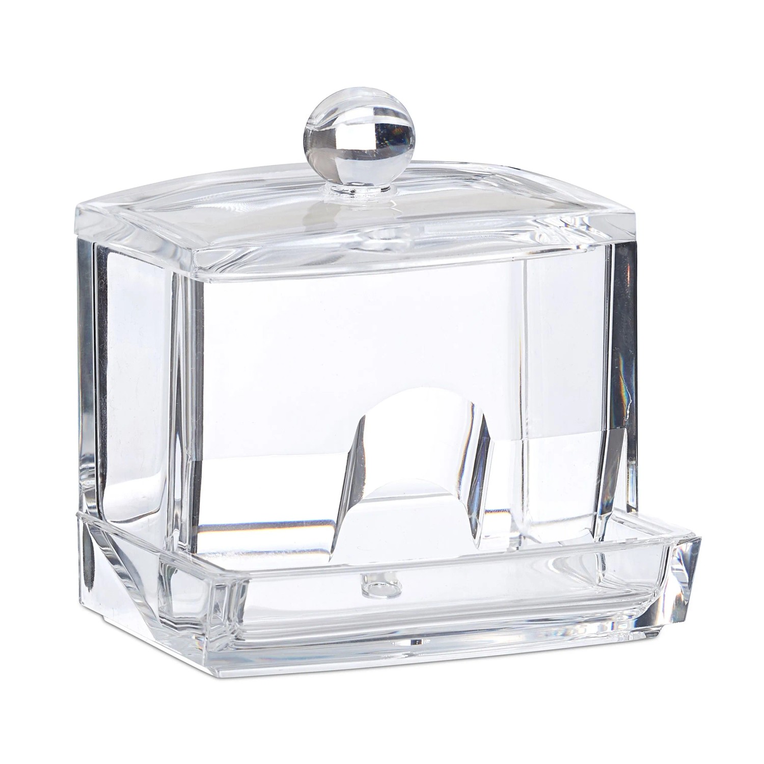 Relaxdays Wattestäbchen Aufbewahrung Acryl Transparent mit Deckel M 10 cm x 9 cm x 8 cm