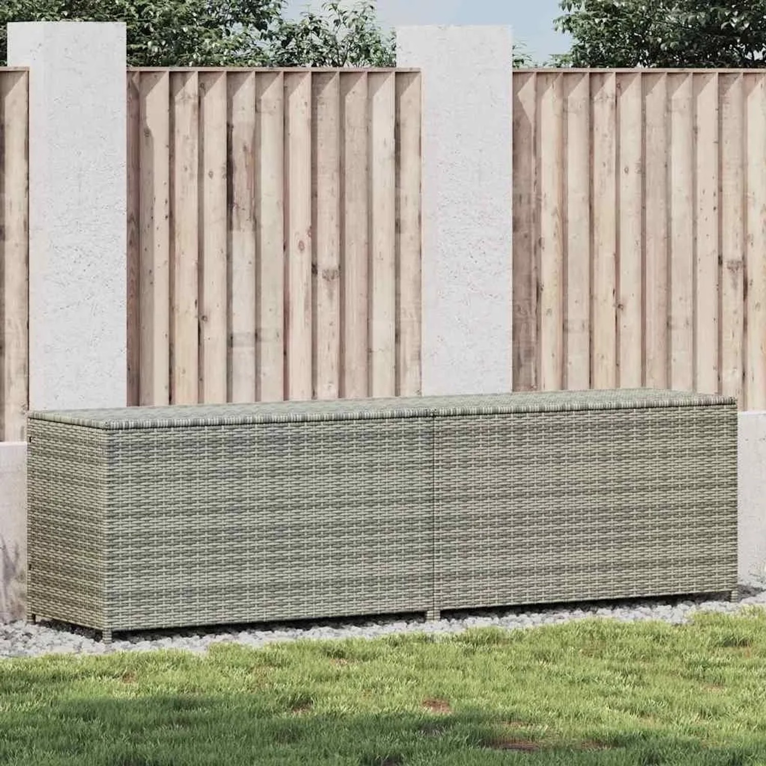 Furnicato Gartenbox Poly Rattan 200x50x60 Cm Grau