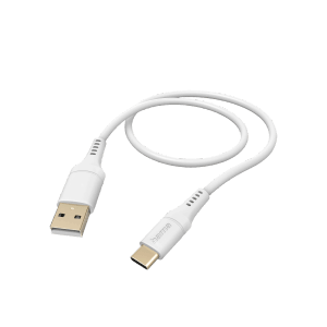 Weißes Hama Ladekabel USB-A auf USB-C, 1,5 m, flexibles Silikonkabel für Hausautomation.