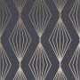 Boutique Vliestapete Marquise Geo Sapphire mit geometrischem Muster in Gold auf blauem Grund.