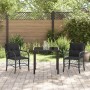 Schwarze 3-tlg. vidaXL Garten Essgruppe aus Poly Rattan mit Kissen.
