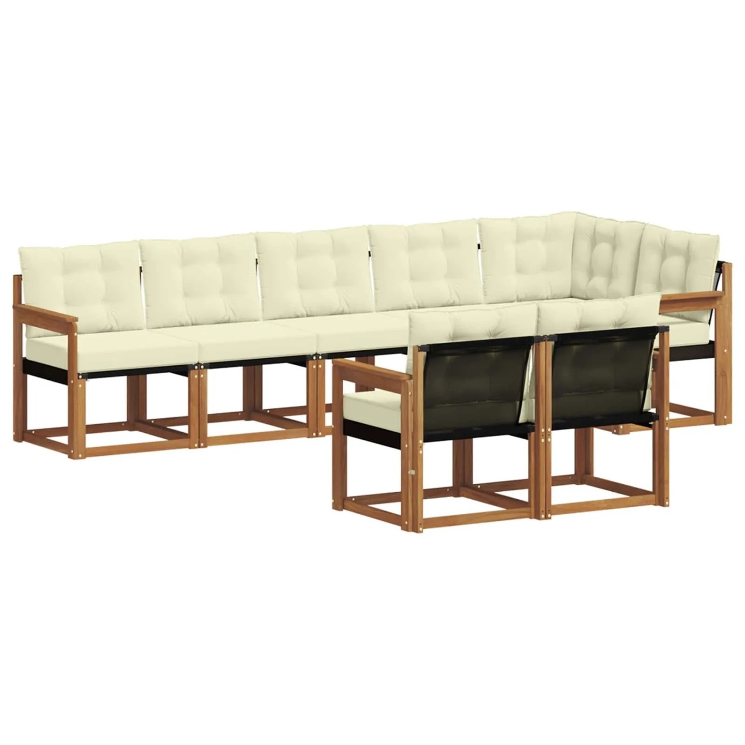 vidaXL Outdoor-Sofagarnitur mit Kissen 8-Tlg Natur und Creme 3368777
