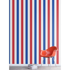 ESTAhome Streifen Tapete in Rot, Weiß und Blau. Dekorative Tapete für Kinderzimmer.