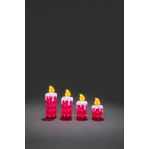 Konstsmide LED-Adventskerzen 4er-Set aus Acryl, kaltweiße LEDs für innen und außen.