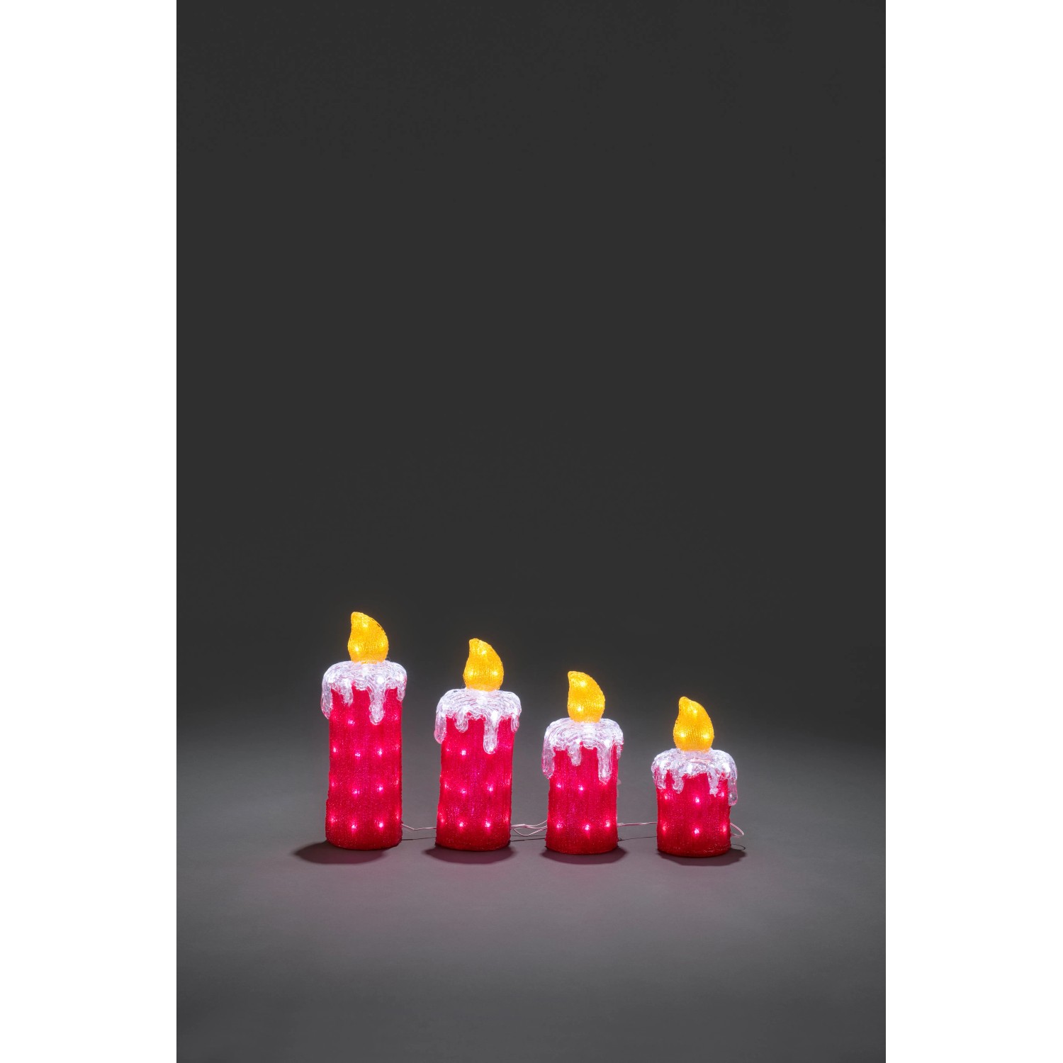 Konstsmide LED-Adventskerzen Acryl 4er-Set 144 kaltweiße LEDs innen und außen