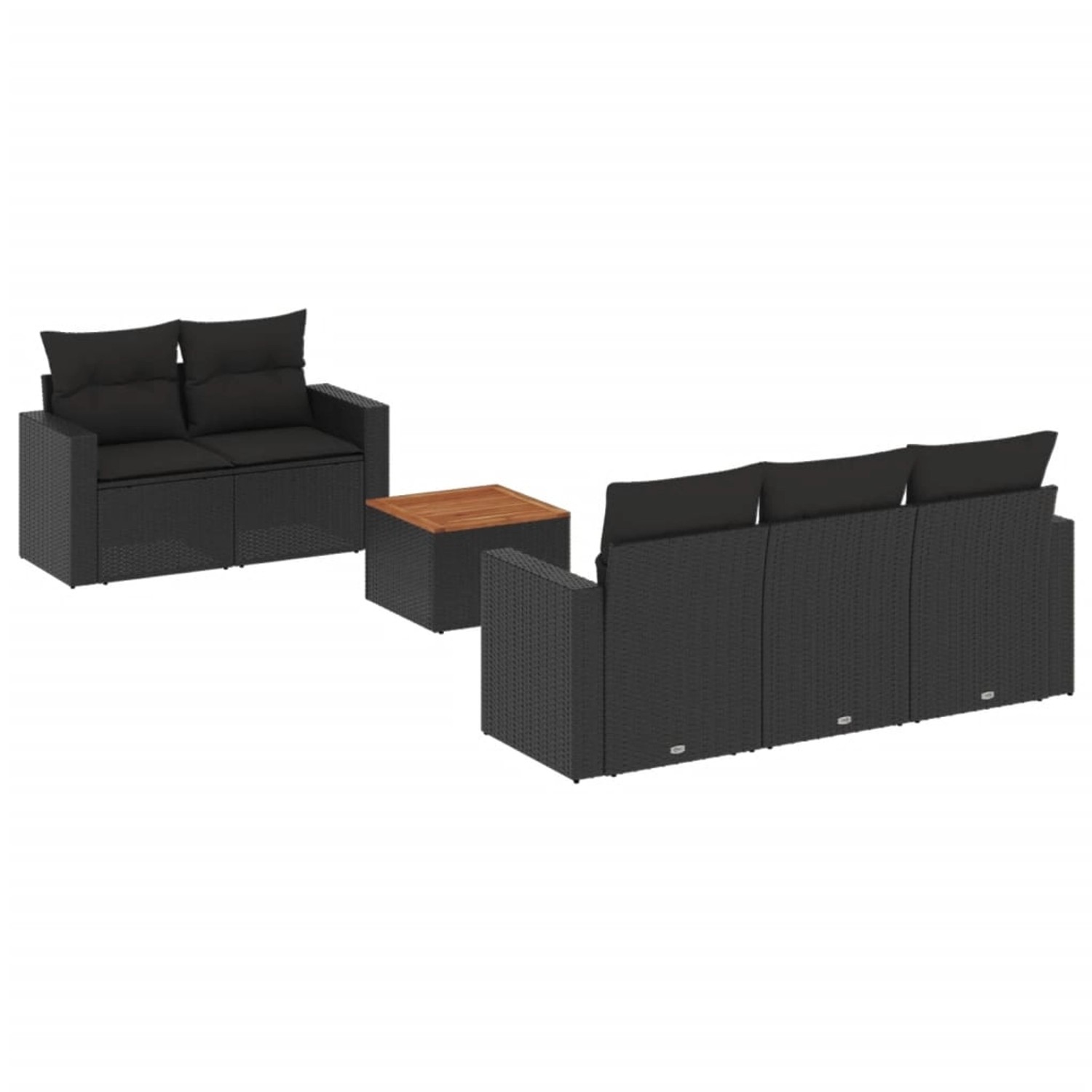vidaXL 6-Tlg Garten-Sofagarnitur mit Kissen Schwarz Poly Rattan 3256335 günstig online kaufen