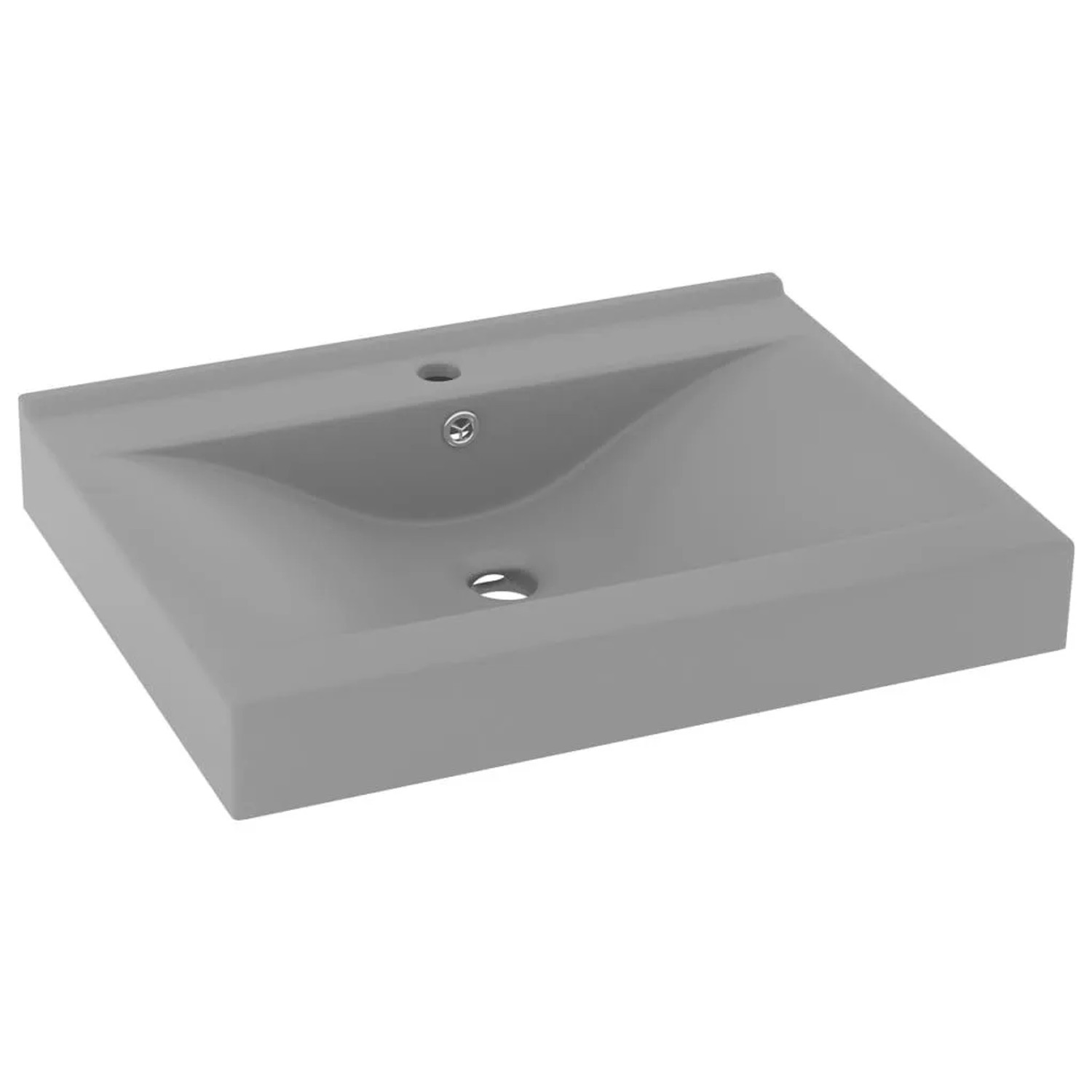 vidaXL Luxus-Waschbecken mit Hahnloch Matt-Hellgrau 60x46 cm Keramik 147026