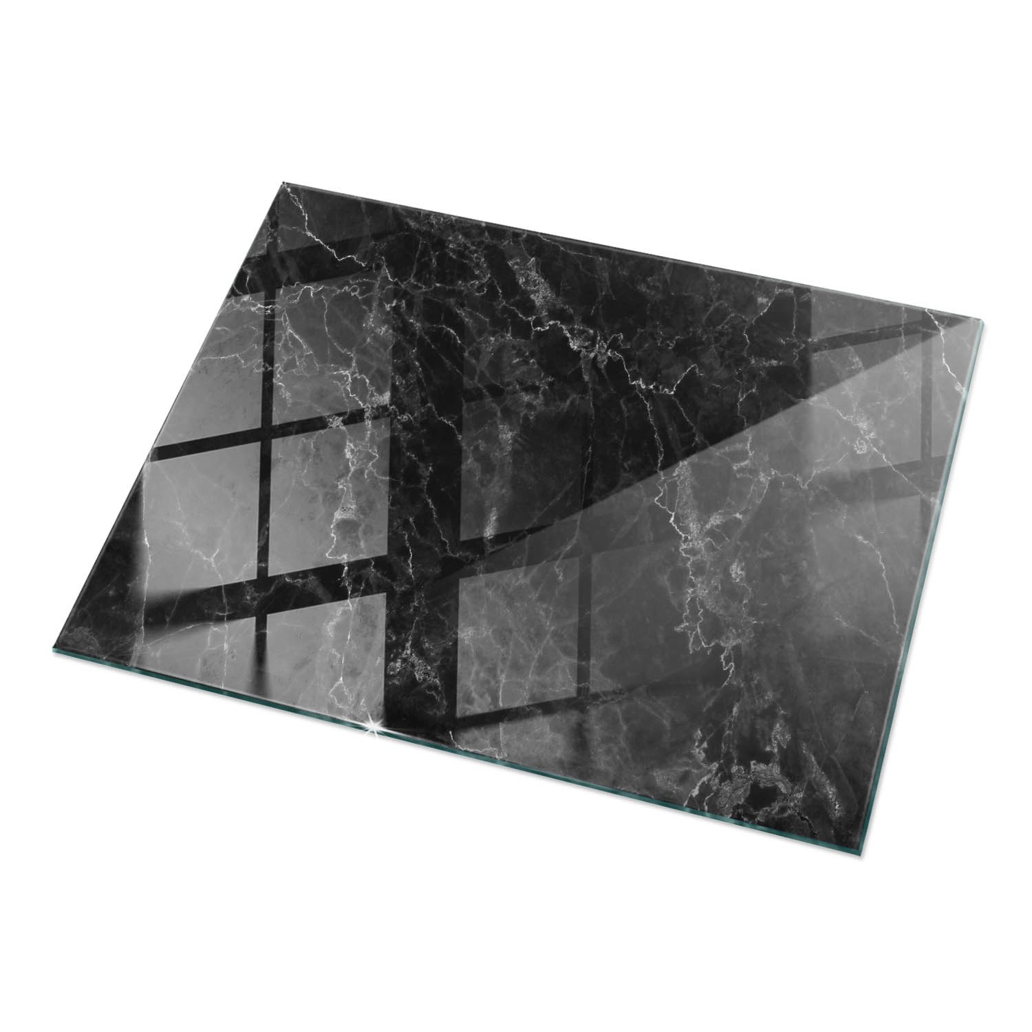 Tulup Tischplatte Geädertes Marmormuster Tischplatte aus Glas 120x80 cm Schwarz Tischplatte Tischplatte Rund Glas für Ti...