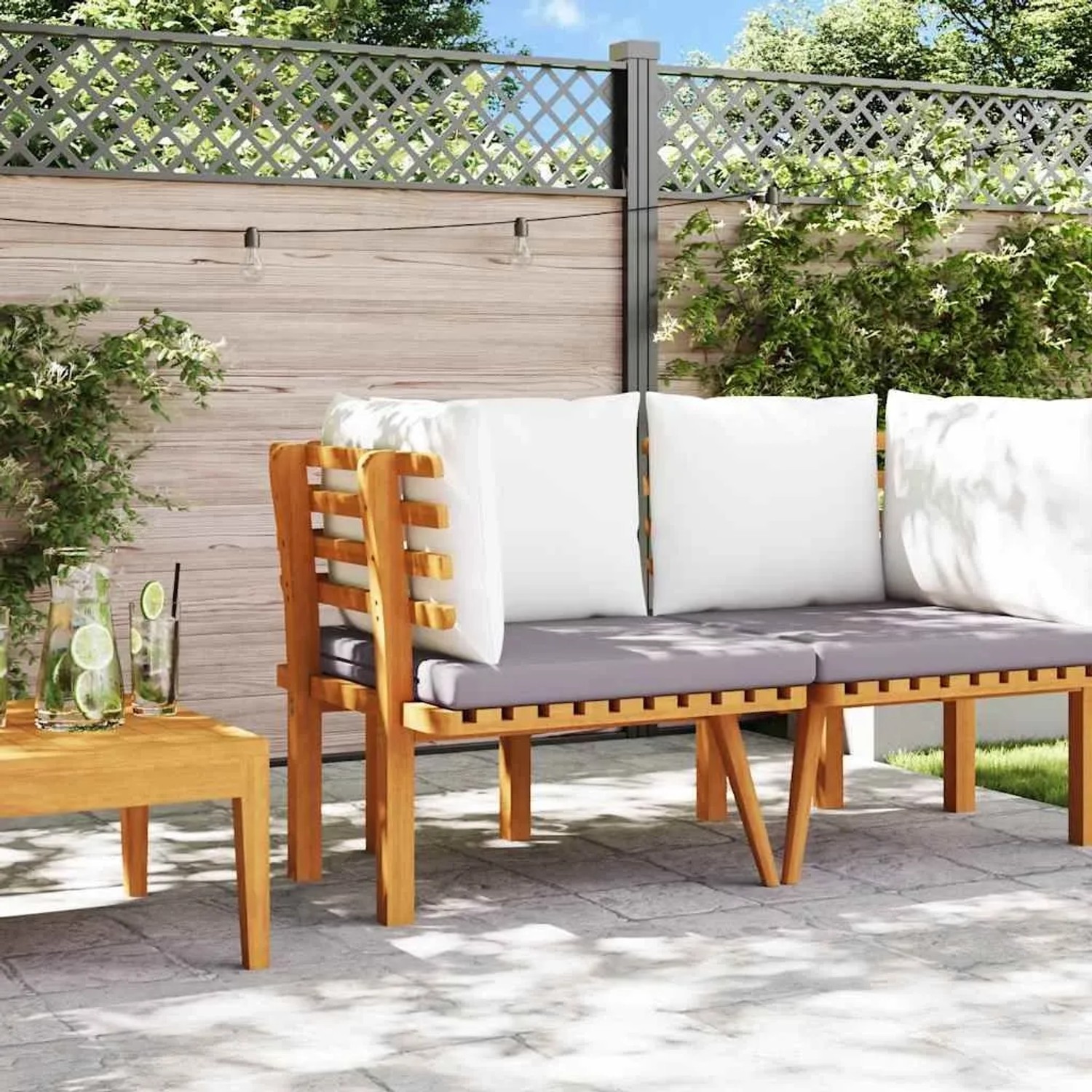 vidaXL Garten-Ecksofa mit Kissen Massivholz Akazie 46673_3