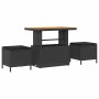 vidaXL Gartenmöbel Set, 11-teilig, schwarz, Poly Rattan mit Tisch und Hockern mit Stauraum.
