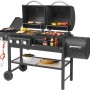 El Fuego 3in1 Kombigrill Sierra: Gas-, Kohle- und Smoker-Grill mit Ablageflächen und Rädern.