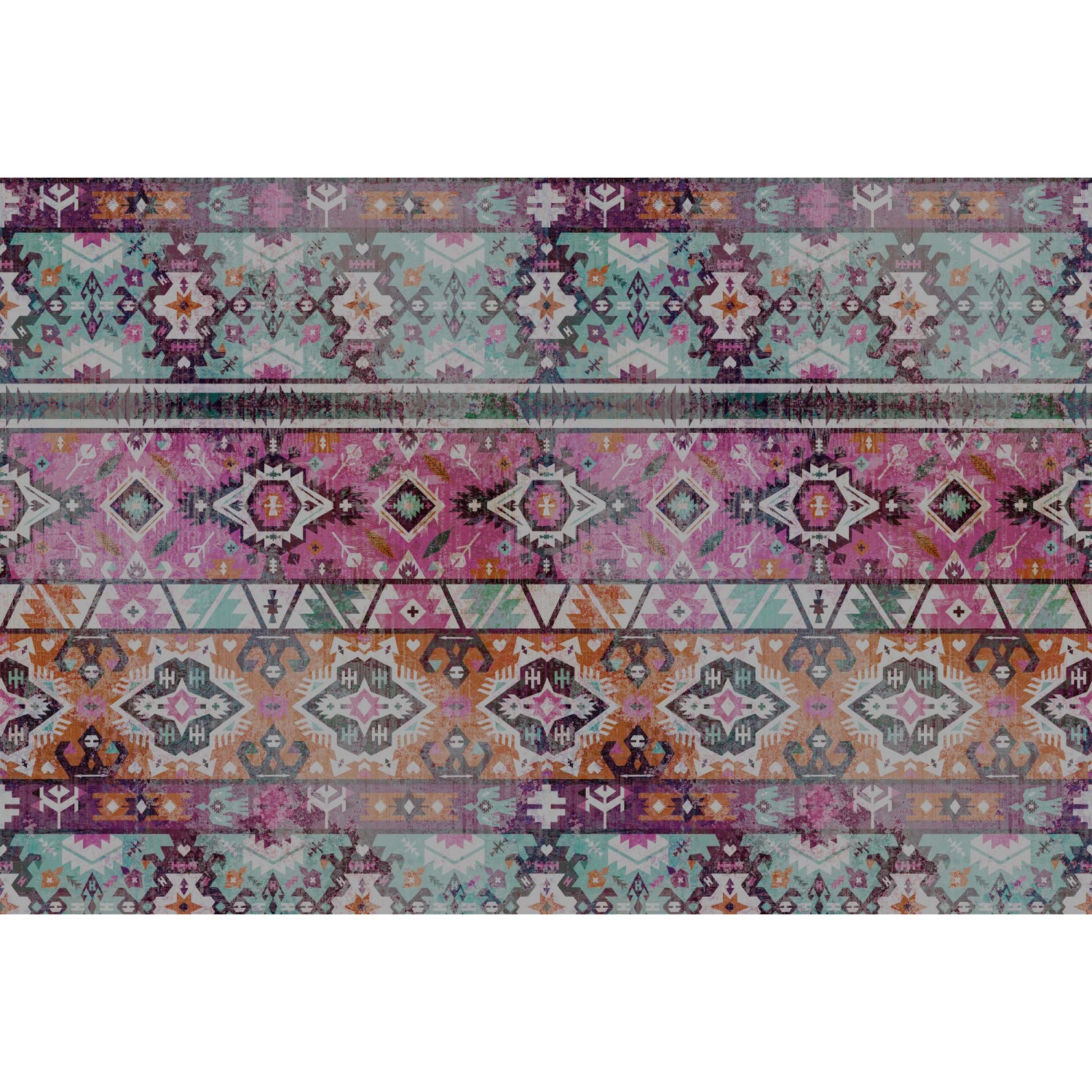 Fototapete Navajo Symbole Teppich Abstrakt Bunt 4,00 m x 2,70 m FSC®