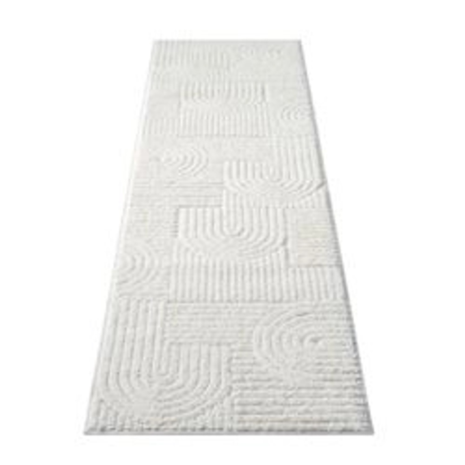 payé Teppich Nara-765 Hochflor 80x300 cm Pastell-Creme Rautenmuster günstig online kaufen